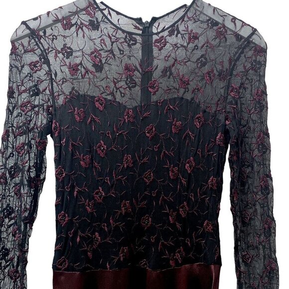 PAMELA DENNIS Couture Silk Evening Gown Sz 10 Formal Long Dress Burgundy Black - Picture 2 of 16